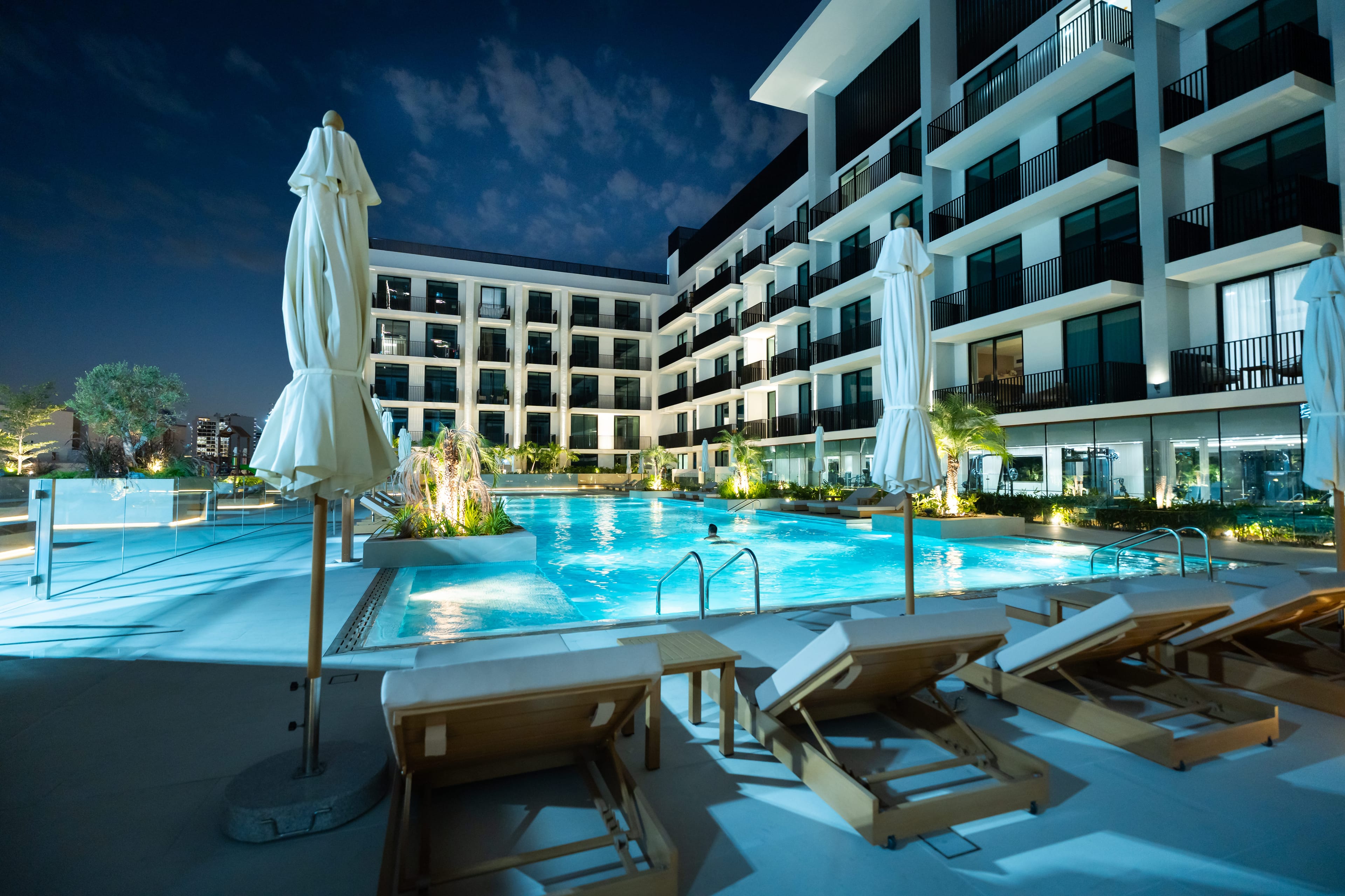 Pool and courtyard at Unique Round Bed Experience